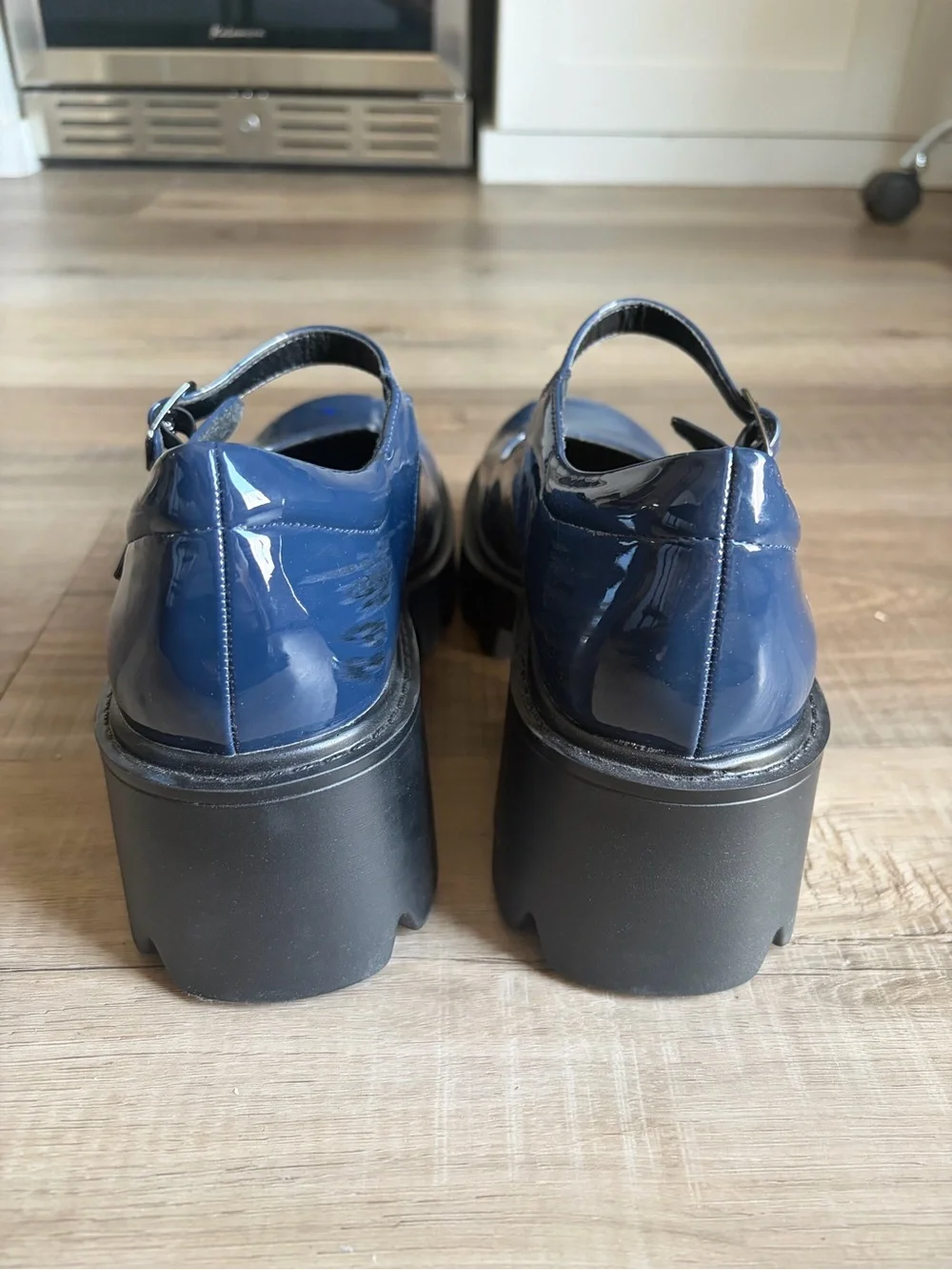 Dream Pairs Navy Patent Chunky Platform Mary Jane